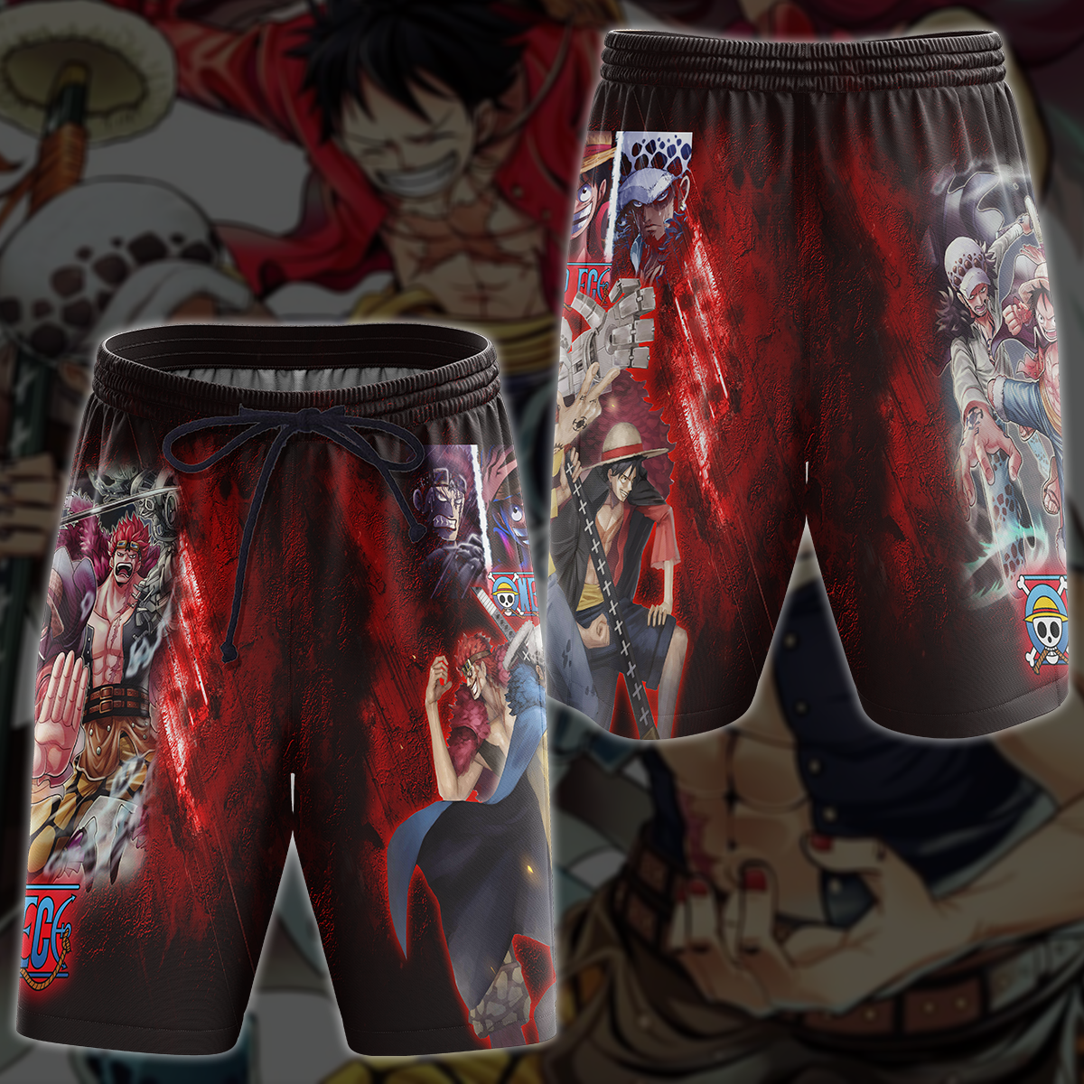 One Piece Luffy Kid Law Anime Manga 3D All Over Print T-shirt Tank Top Zip Hoodie Pullover Hoodie Hawaiian Shirt Beach Shorts Jogger Beach Shorts S