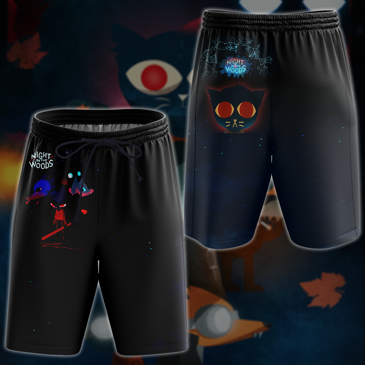 Night in the Woods Video Game All-Over T-shirt Hoodie Tank Top Hawaiian Shirt Beach Shorts Joggers Beach Shorts S