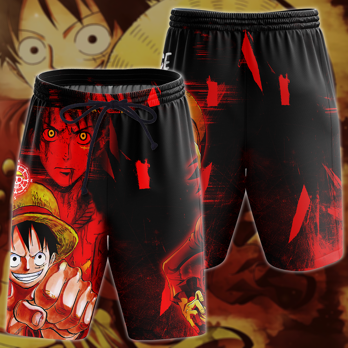 One Piece Monkey D. Luffy 3D All Over Print T-shirt Tank Top Zip Hoodie Pullover Hoodie Hawaiian Shirt Beach Shorts Jogger Beach Shorts S