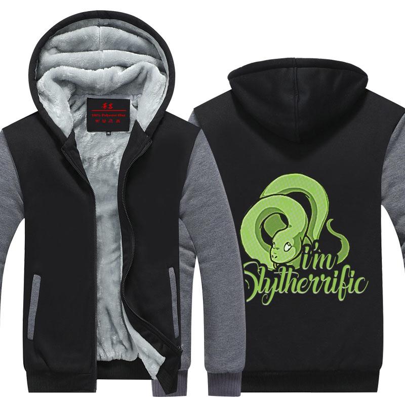 I'm Slytherrific Harry Potter Winter Zip Hoodies Black-Grey S