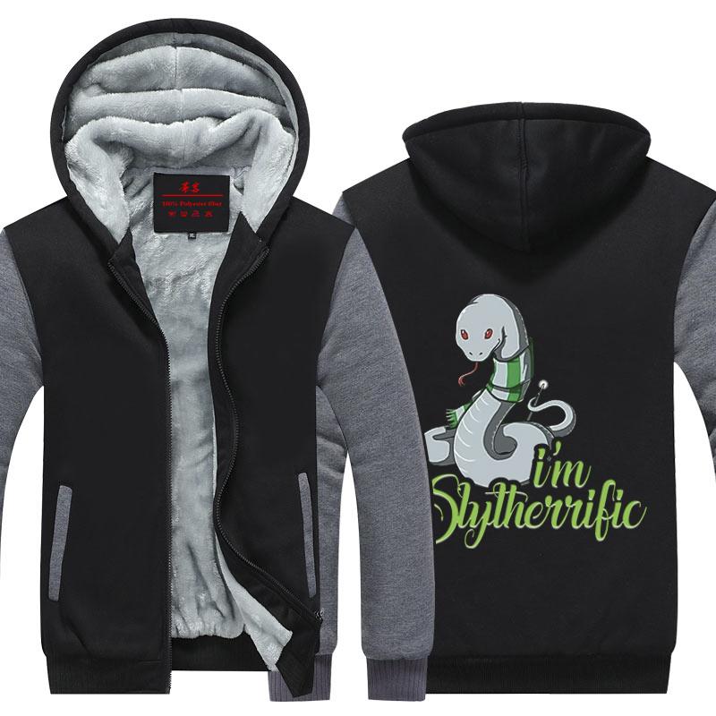I'm Slytherrific Harry Potter House Winter Zip Hoodies Black-Grey S