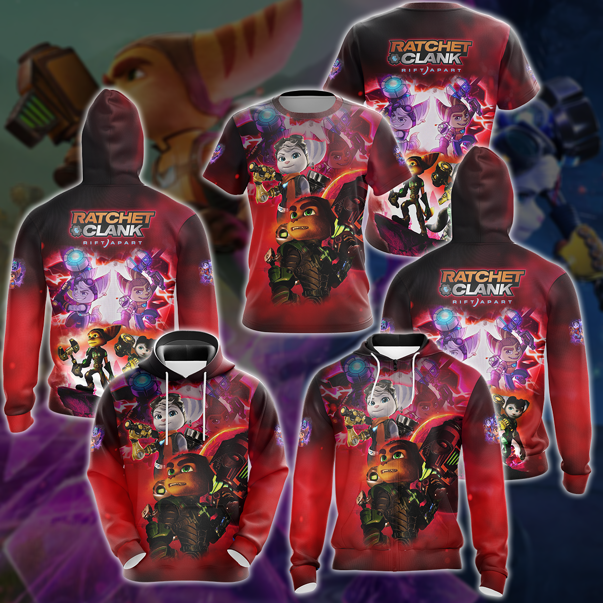 Ratchet & Clank: Rift Apart Video Game 3D All Over Printed T-shirt Tank Top Zip Hoodie Pullover Hoodie Hawaiian Shirt Beach Shorts Jogger