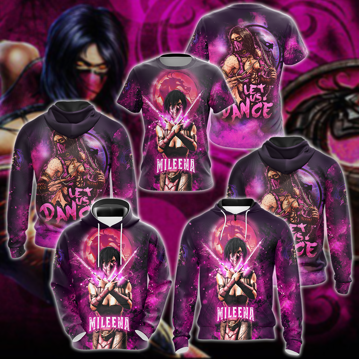 Mortal Kombat: Mileena 3D All Over Print T-shirt Tank Top Zip Hoodie Pullover Hoodie Hawaiian Shirt Beach Shorts Jogger