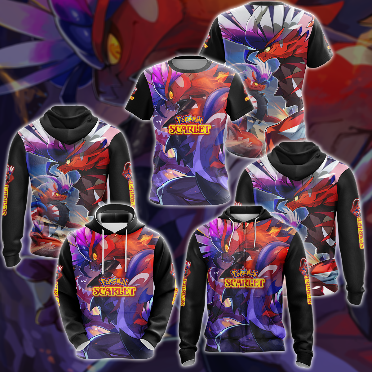 Pokemon Scarlet Video Game 3D All Over Printed T-shirt Tank Top Zip Hoodie Pullover Hoodie Hawaiian Shirt Beach Shorts Jogger