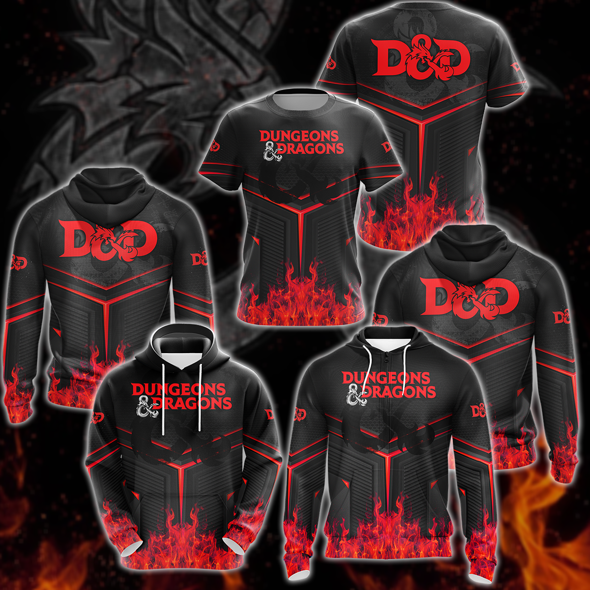 Dungeons And Dragons Video Game 3D All Over Print T-shirt Tank Top Zip Hoodie Pullover Hoodie Hawaiian Shirt Beach Shorts Jogger