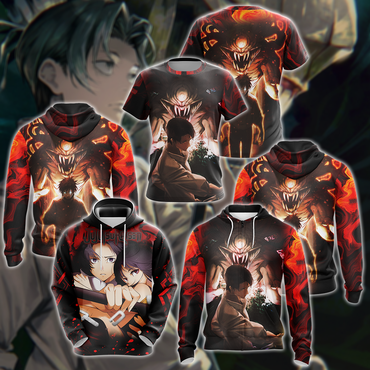 Jujutsu Kaisen Yuta & Cursed Rika 3D All Over Print T-shirt Tank Top Zip Hoodie Pullover Hoodie Hawaiian Shirt Beach Shorts Jogger