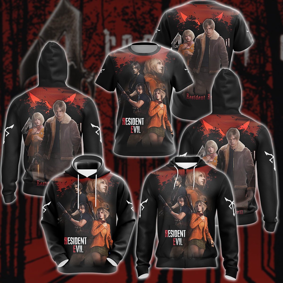 Resident Evil: Leon & Ashley Video Game 3D All Over Printed T-shirt Tank Top Zip Hoodie Pullover Hoodie Hawaiian Shirt Beach Shorts Jogger