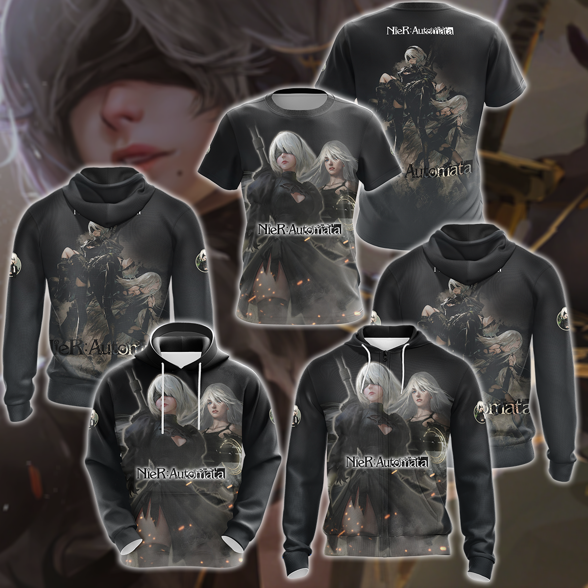 NieR: Automata Video Game 3D All Over Print T-shirt Tank Top Zip Hoodie Pullover Hoodie Hawaiian Shirt Beach Shorts Jogger