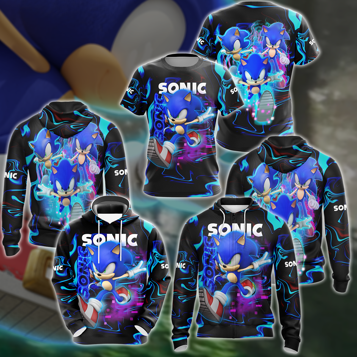 Sonic Video Game 3D All Over Print T-shirt Tank Top Zip Hoodie Pullover Hoodie Hawaiian Shirt Beach Shorts Jogger