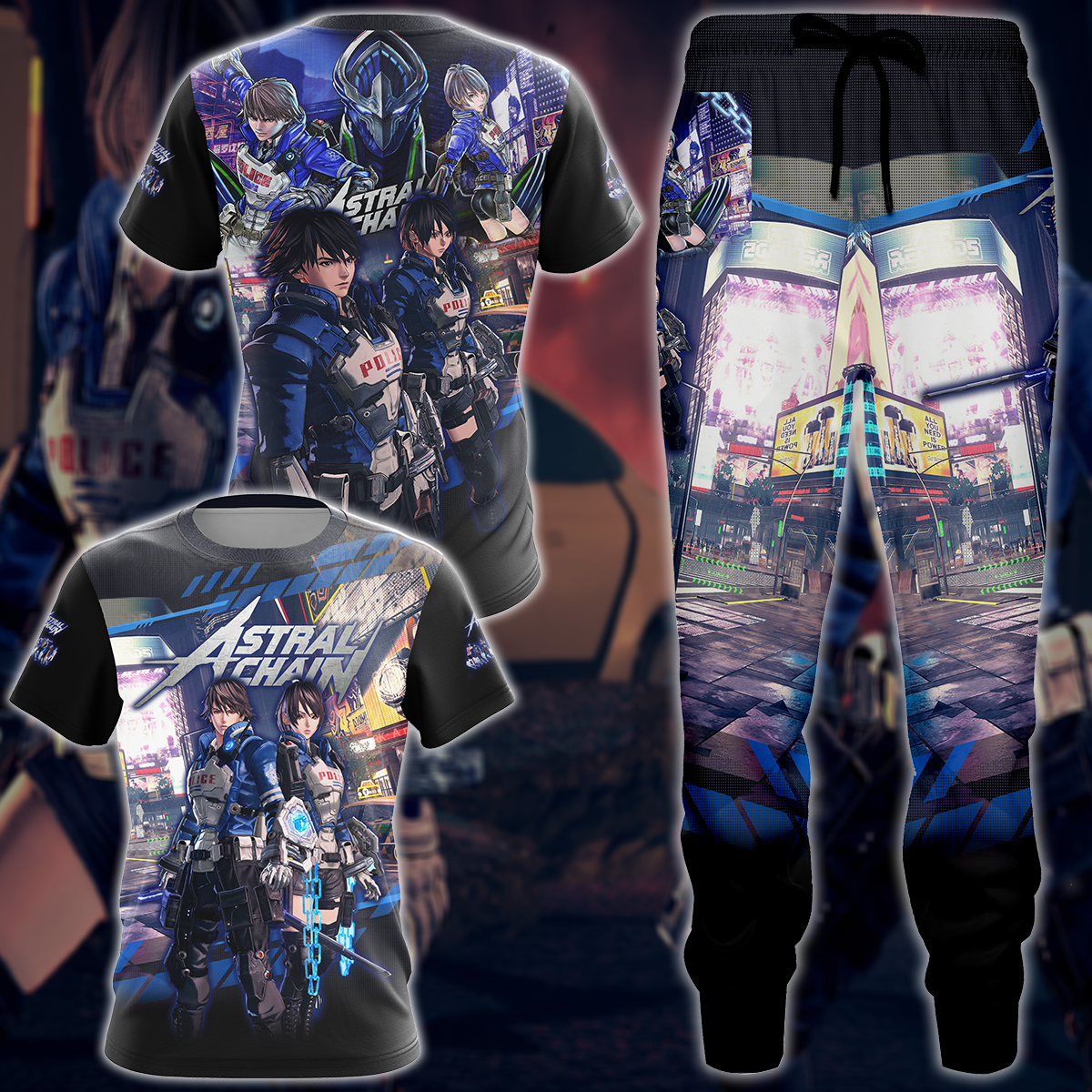 Astral Chain Video Game 3D All Over Printed T-shirt Tank Top Zip Hoodie Pullover Hoodie Hawaiian Shirt Beach Shorts Jogger