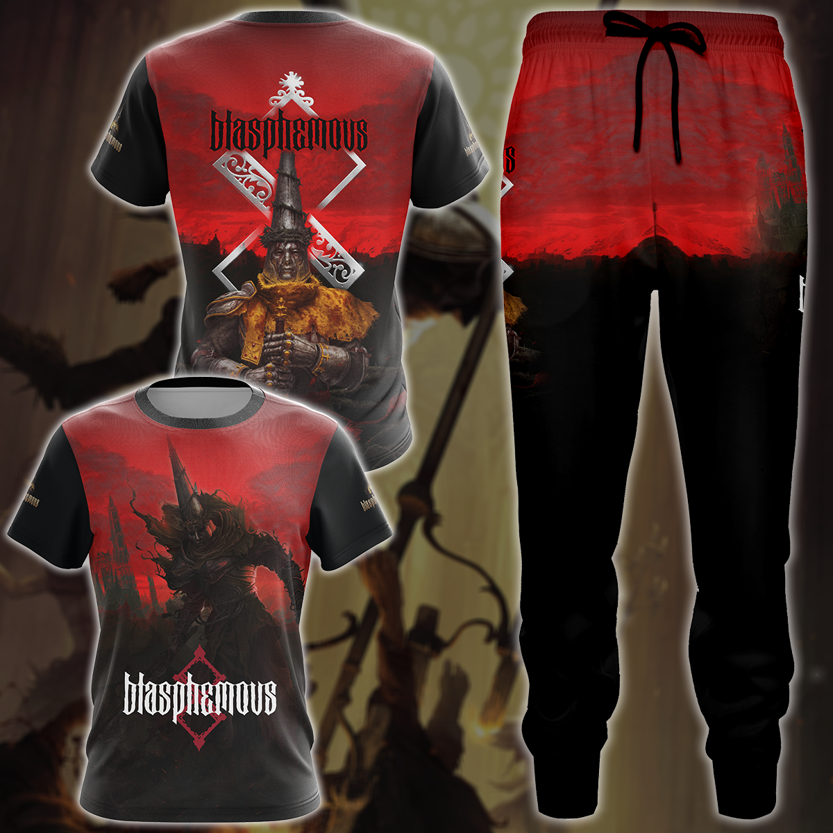 Blasphemous Video Game 3D All Over Printed T-shirt Tank Top Zip Hoodie Pullover Hoodie Hawaiian Shirt Beach Shorts Jogger