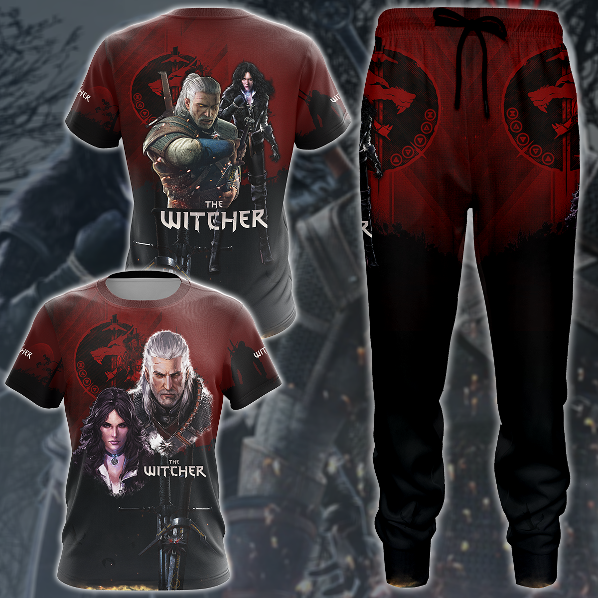 The Witcher Geralt & Yennefer Video Game 3D All Over Printed T-shirt Tank Top Zip Hoodie Pullover Hoodie Hawaiian Shirt Beach Shorts Jogger