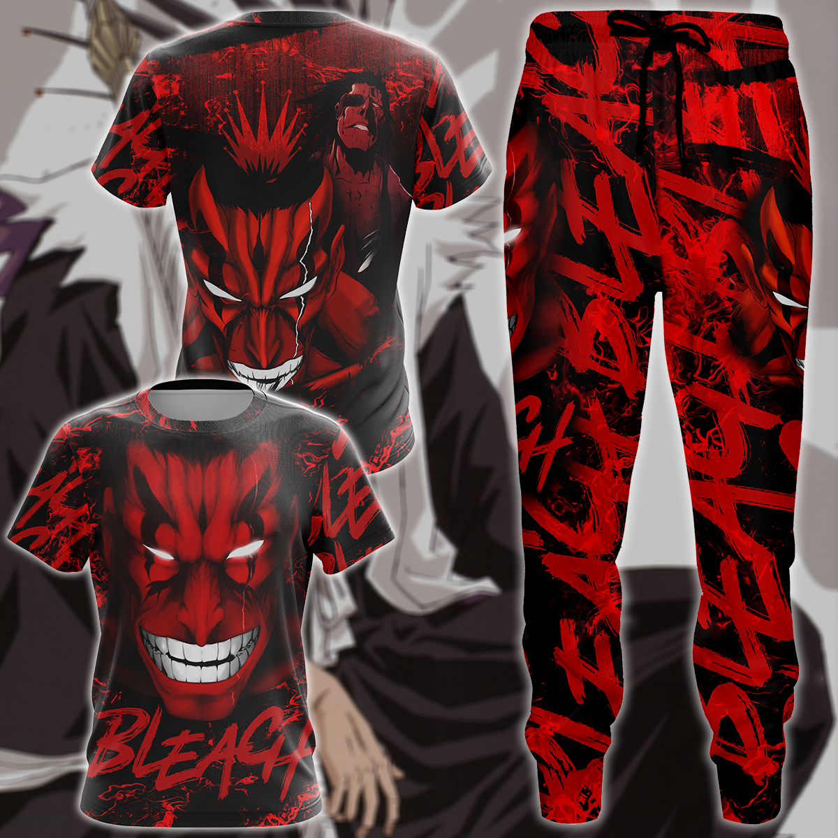 Bleach Kenpachi Zaraki Anime Manga 3D All Over Print T-shirt Tank Top Zip Hoodie Pullover Hoodie Hawaiian Shirt Beach Shorts Jogger