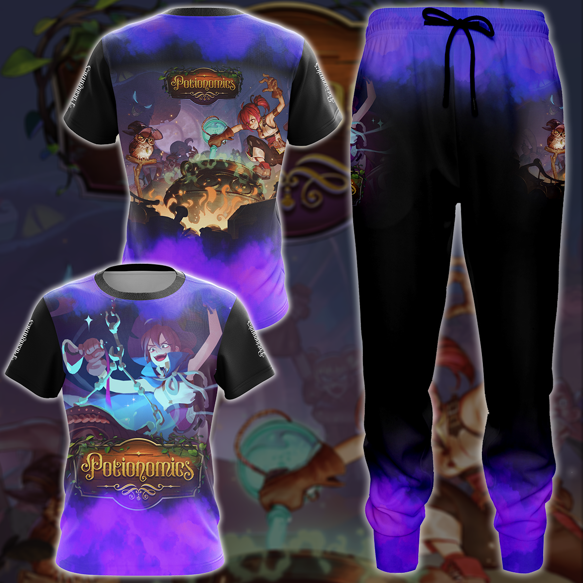 Potionomics Video Game All-Over T-shirt Hoodie Tank Top Hawaiian Shirt Beach Shorts Joggers