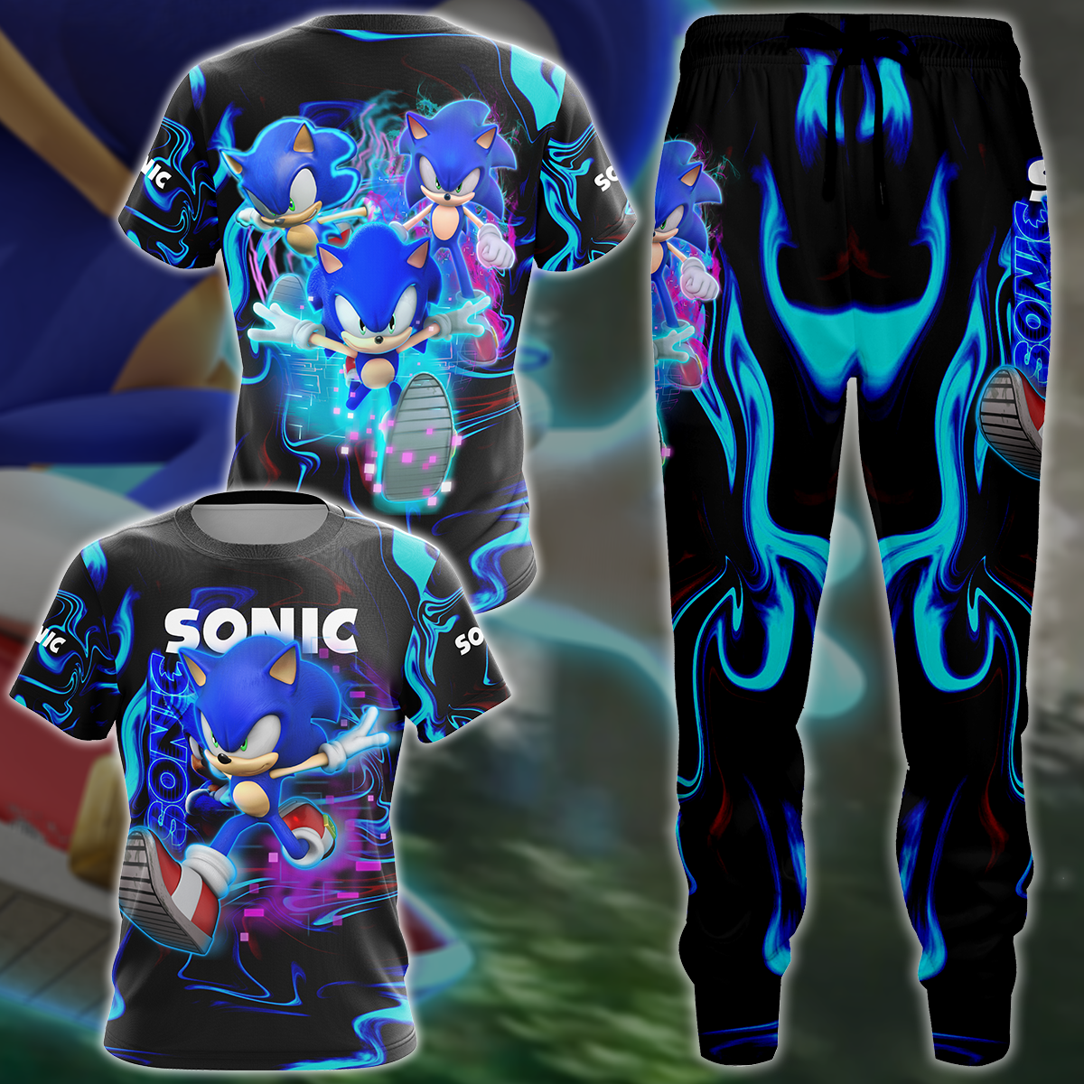 Sonic Video Game 3D All Over Print T-shirt Tank Top Zip Hoodie Pullover Hoodie Hawaiian Shirt Beach Shorts Jogger