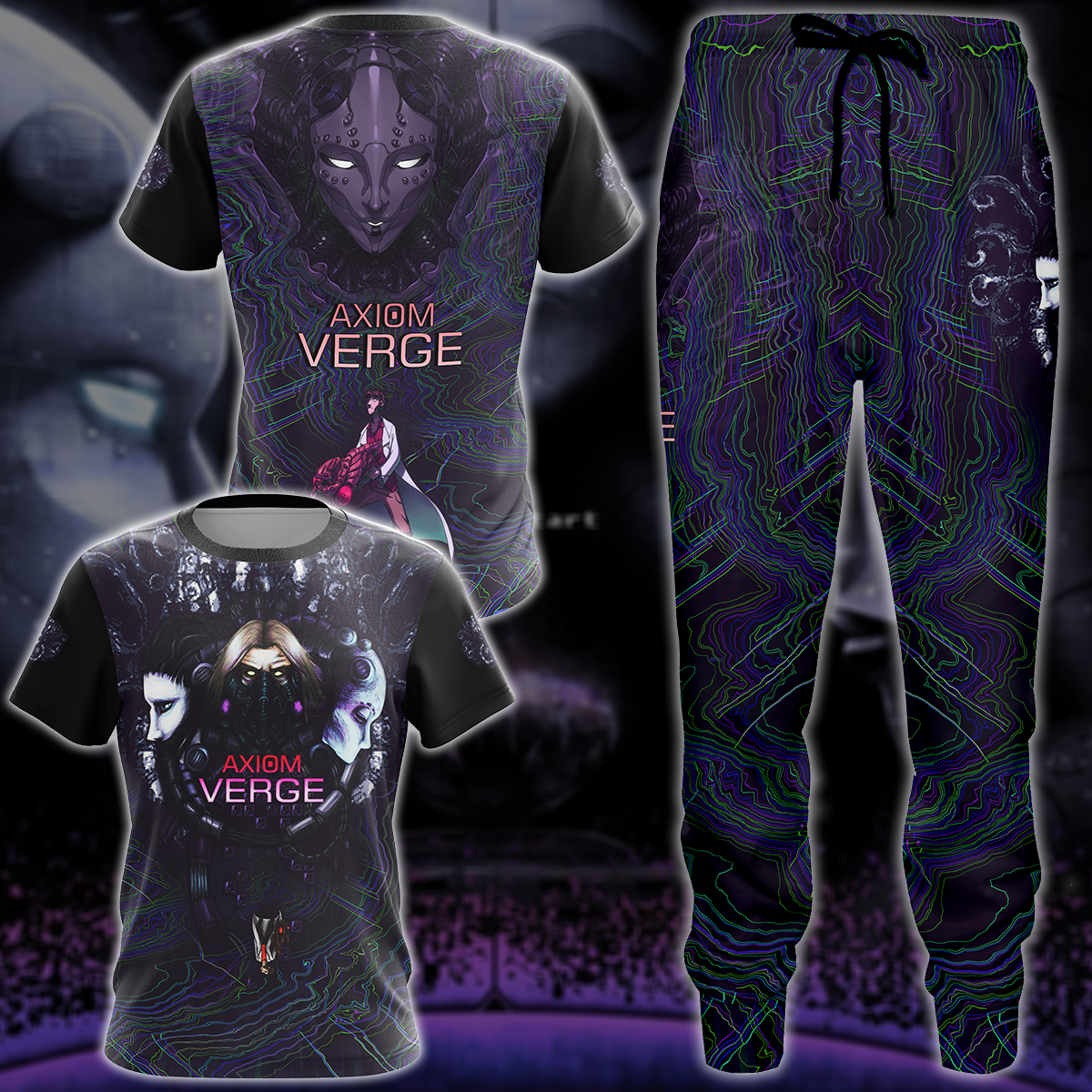 Axiom Verge Video Game 3D All Over Printed T-shirt Tank Top Zip Hoodie Pullover Hoodie Hawaiian Shirt Beach Shorts Jogger