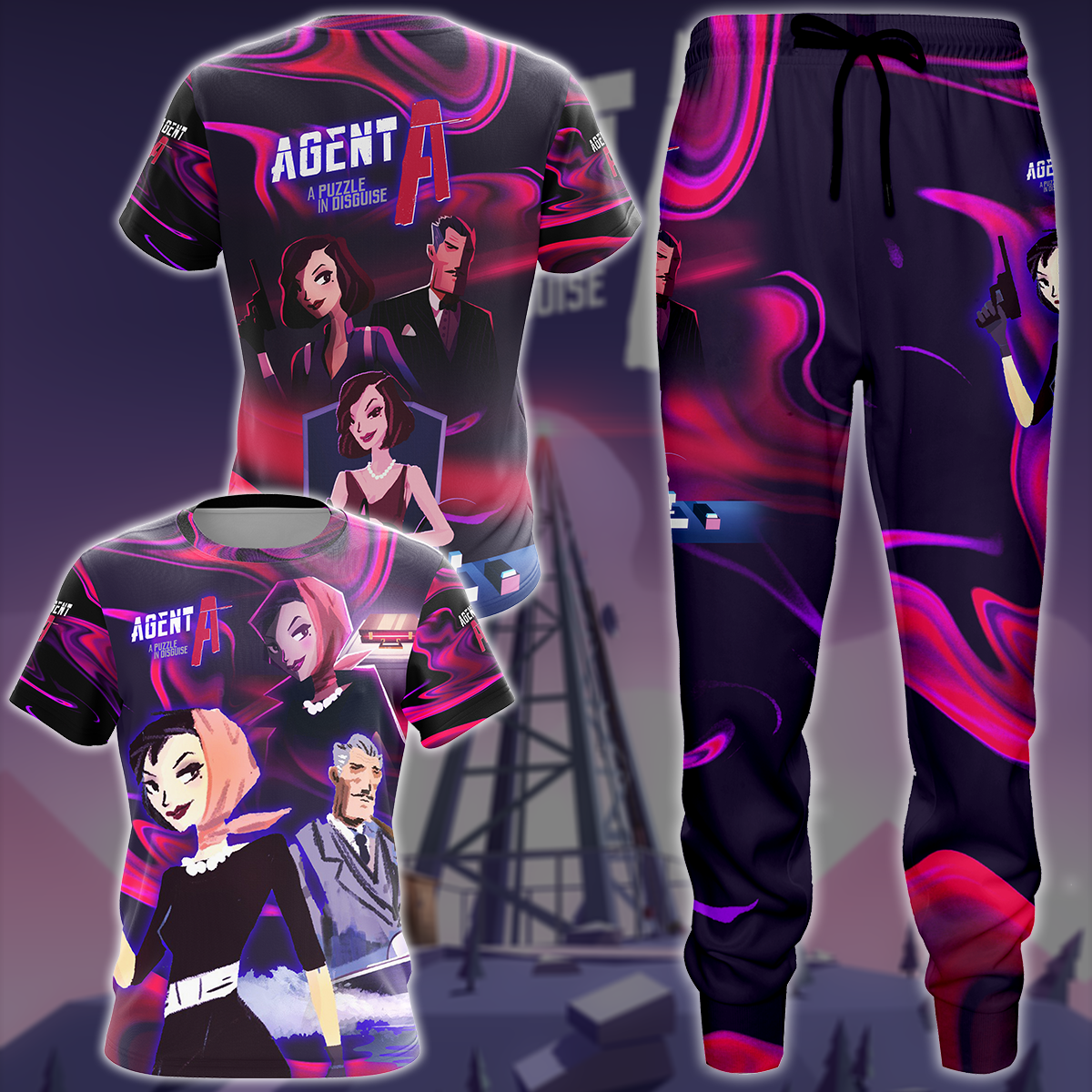 Agent A: Puzzle in disguise Video Game All-Over T-shirt Hoodie Tank Top Hawaiian Shirt Beach Shorts Joggers