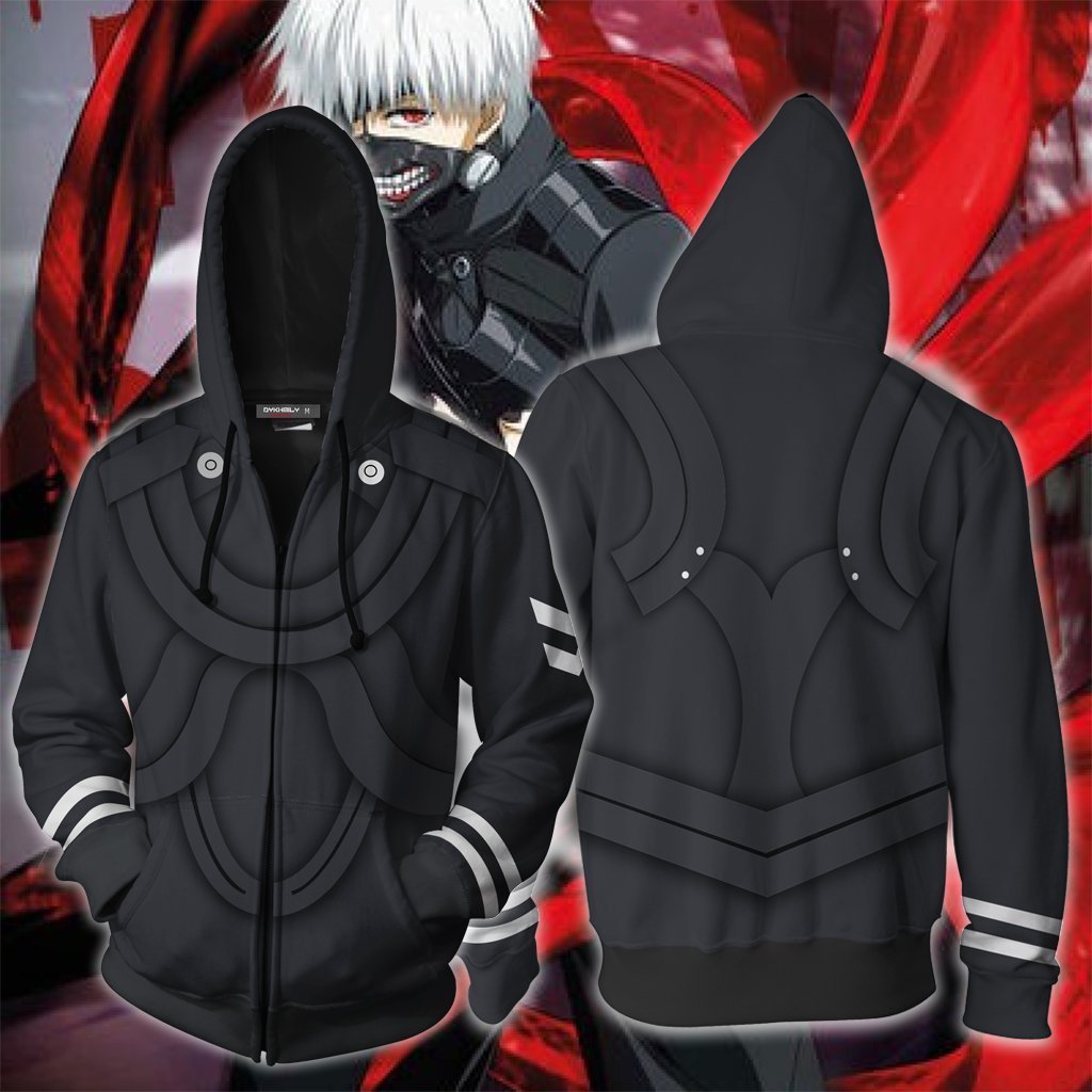 Tokyo Ghoul Kaneki Ken Cosplay Zip Up Hoodie Jacket XS