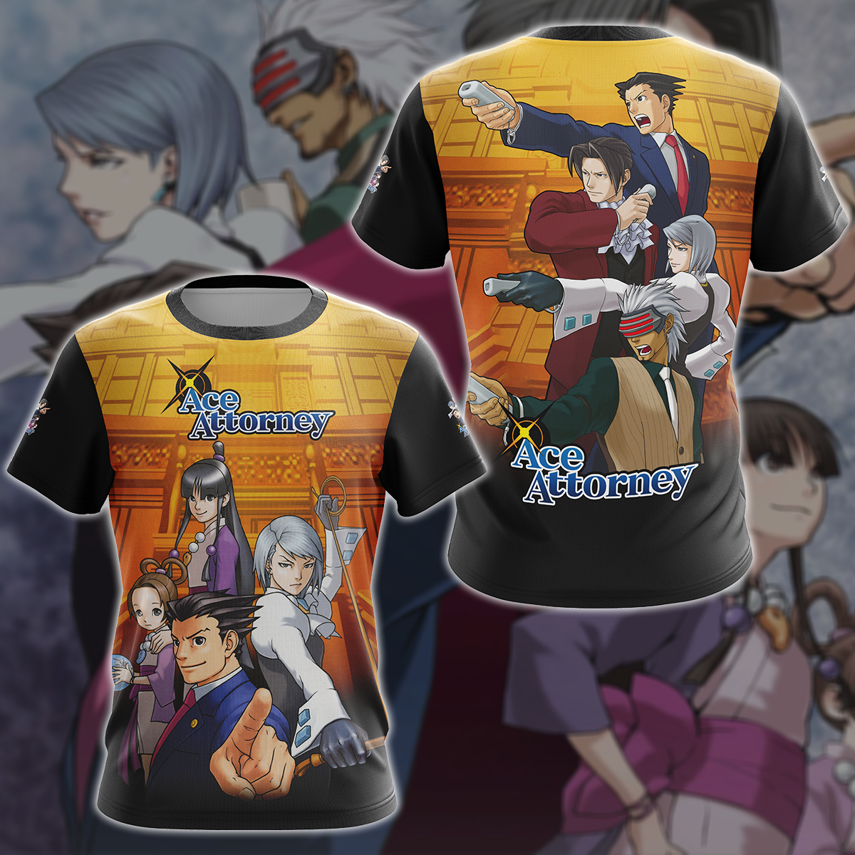 Ace Attorney Anime Manga 3D All Over Printed T-shirt Tank Top Zip Hoodie Pullover Hoodie Hawaiian Shirt Beach Shorts Jogger T-shirt S