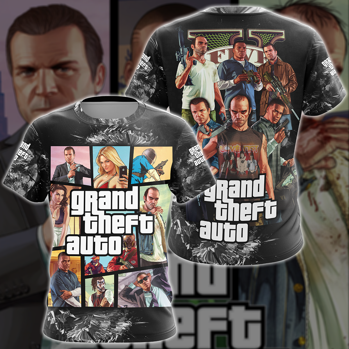 Grand Theft Auto 5 Video Game 3D All Over Printed T-shirt Tank Top Zip Hoodie Pullover Hoodie Hawaiian Shirt Beach Shorts Joggers T-shirt S
