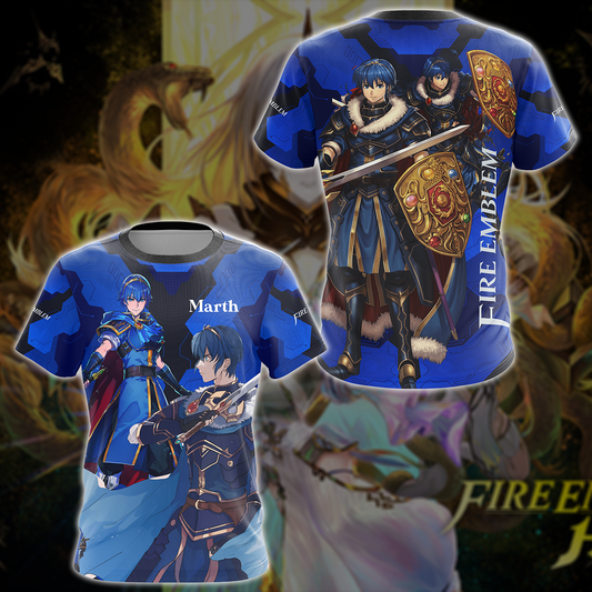 Fire Emblem Marth Video Game 3D All Over Printed T-shirt Tank Top Zip Hoodie Pullover Hoodie Hawaiian Shirt Beach Shorts Jogger T-shirt S
