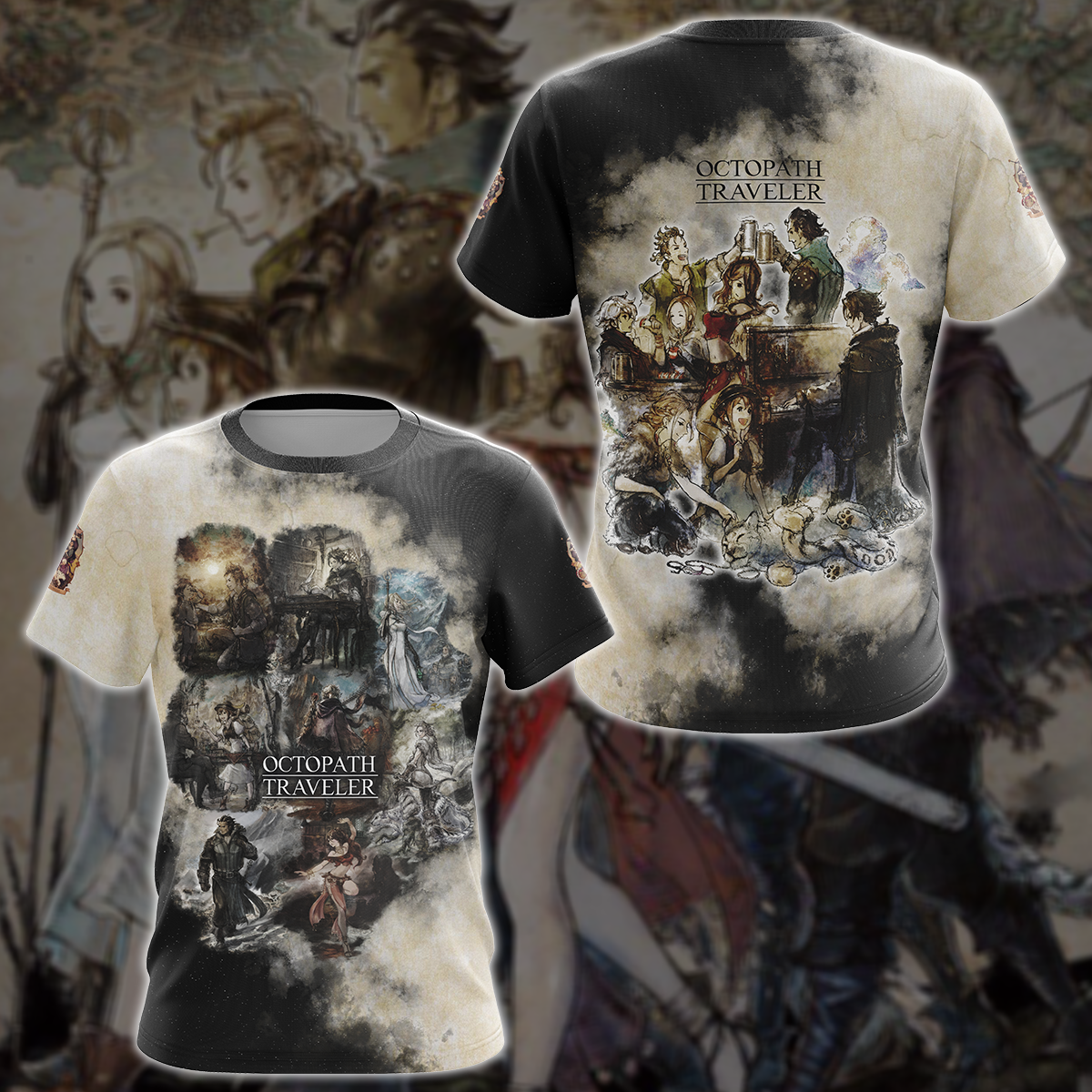 Octopath Traveler Video Game 3D All Over Printed T-shirt Tank Top Zip Hoodie Pullover Hoodie Hawaiian Shirt Beach Shorts Jogger T-shirt S