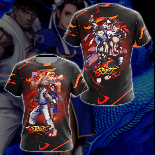 Street Fighter: Ryu & Chun-Li Video Game 3D All Over Printed T-shirt Tank Top Zip Hoodie Pullover Hoodie Hawaiian Shirt Beach Shorts Jogger T-shirt S