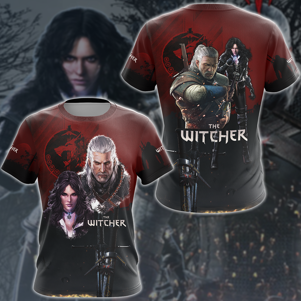 The Witcher Geralt & Yennefer Video Game 3D All Over Printed T-shirt Tank Top Zip Hoodie Pullover Hoodie Hawaiian Shirt Beach Shorts Jogger T-shirt S