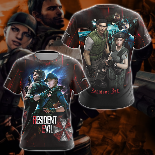 Resident Evil: Jill Valentine & Chris Redfield Video Game 3D All Over Printed T-shirt Tank Top Zip Hoodie Pullover Hoodie Hawaiian Shirt Beach Shorts Jogger T-shirt S