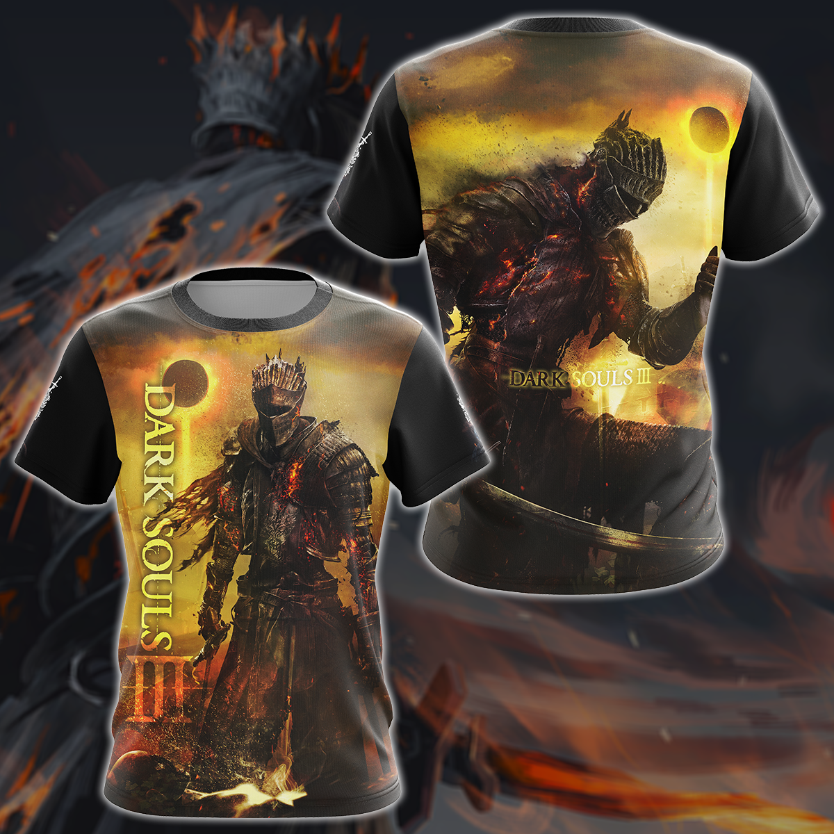 Dark Souls 3 Video Game 3D All Over Printed T-shirt Tank Top Zip Hoodie Pullover Hoodie Hawaiian Shirt Beach Shorts Jogger T-shirt S