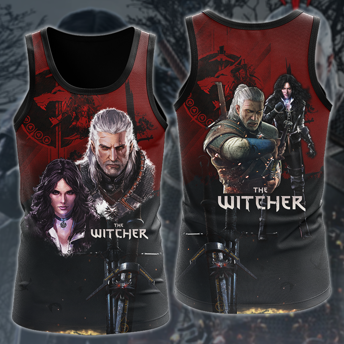 The Witcher Geralt & Yennefer Video Game 3D All Over Printed T-shirt Tank Top Zip Hoodie Pullover Hoodie Hawaiian Shirt Beach Shorts Jogger Tank Top S