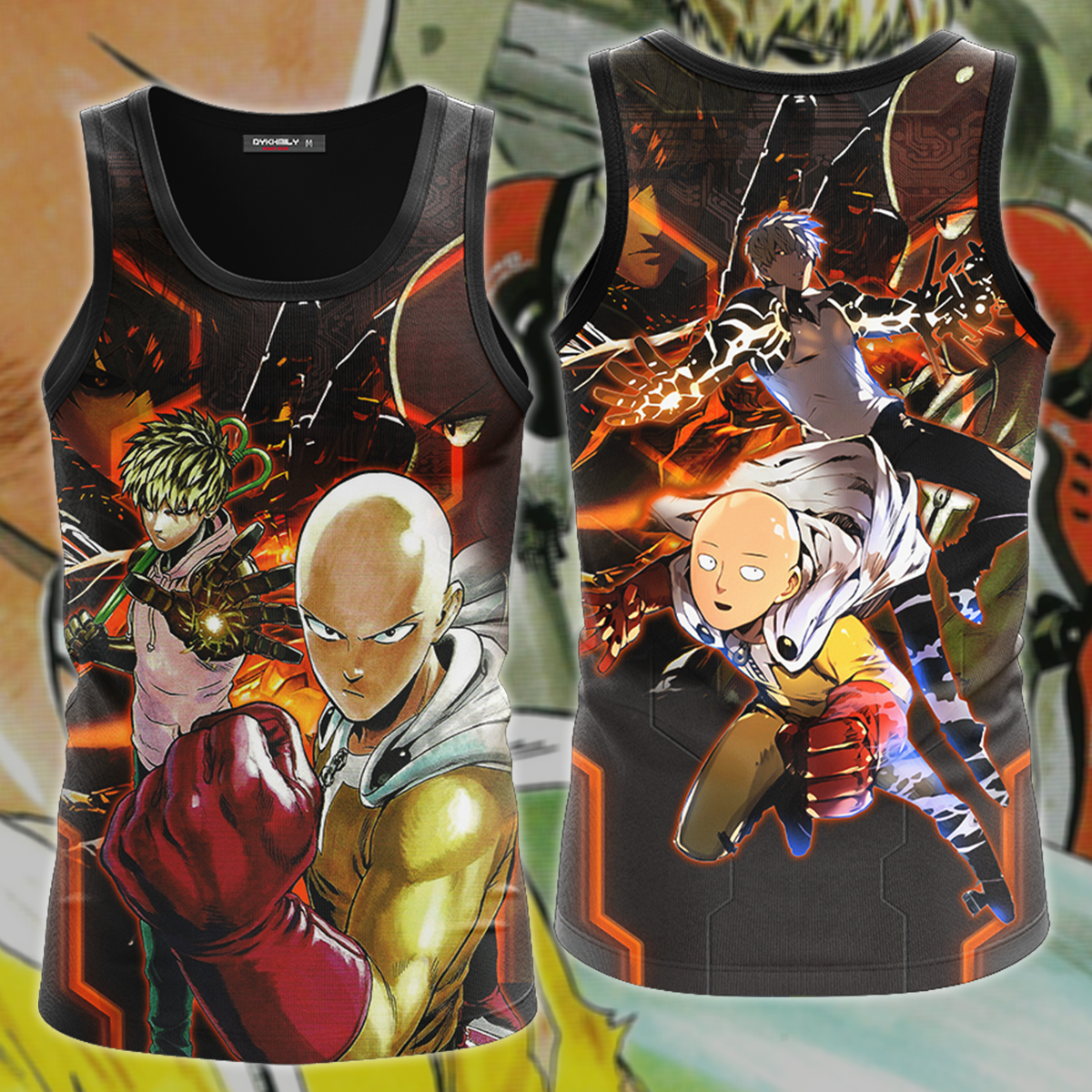 One Punch Man Saitama & Genos 3D All Over Print T-shirt Tank Top Zip Hoodie Pullover Hoodie Hawaiian Shirt Beach Shorts Jogger Tank Top S