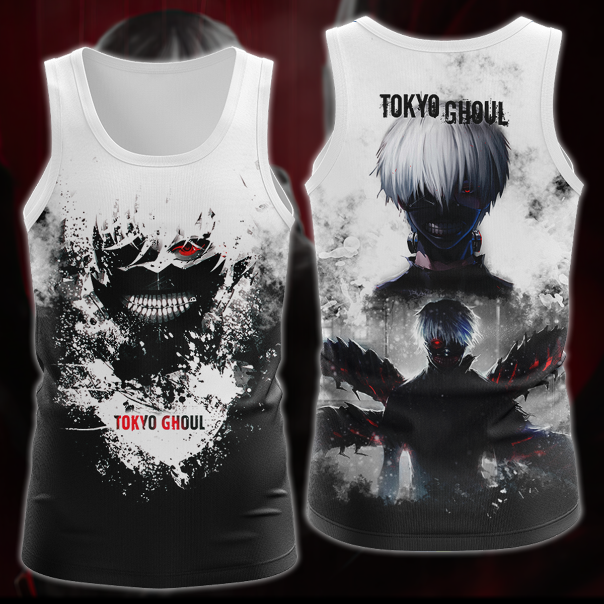 Tokyo Ghoul Anime Anime Manga 3D All Over Printed T-shirt Tank Top Zip Hoodie Pullover Hoodie Hawaiian Shirt Beach Shorts Jogger Tank Top S