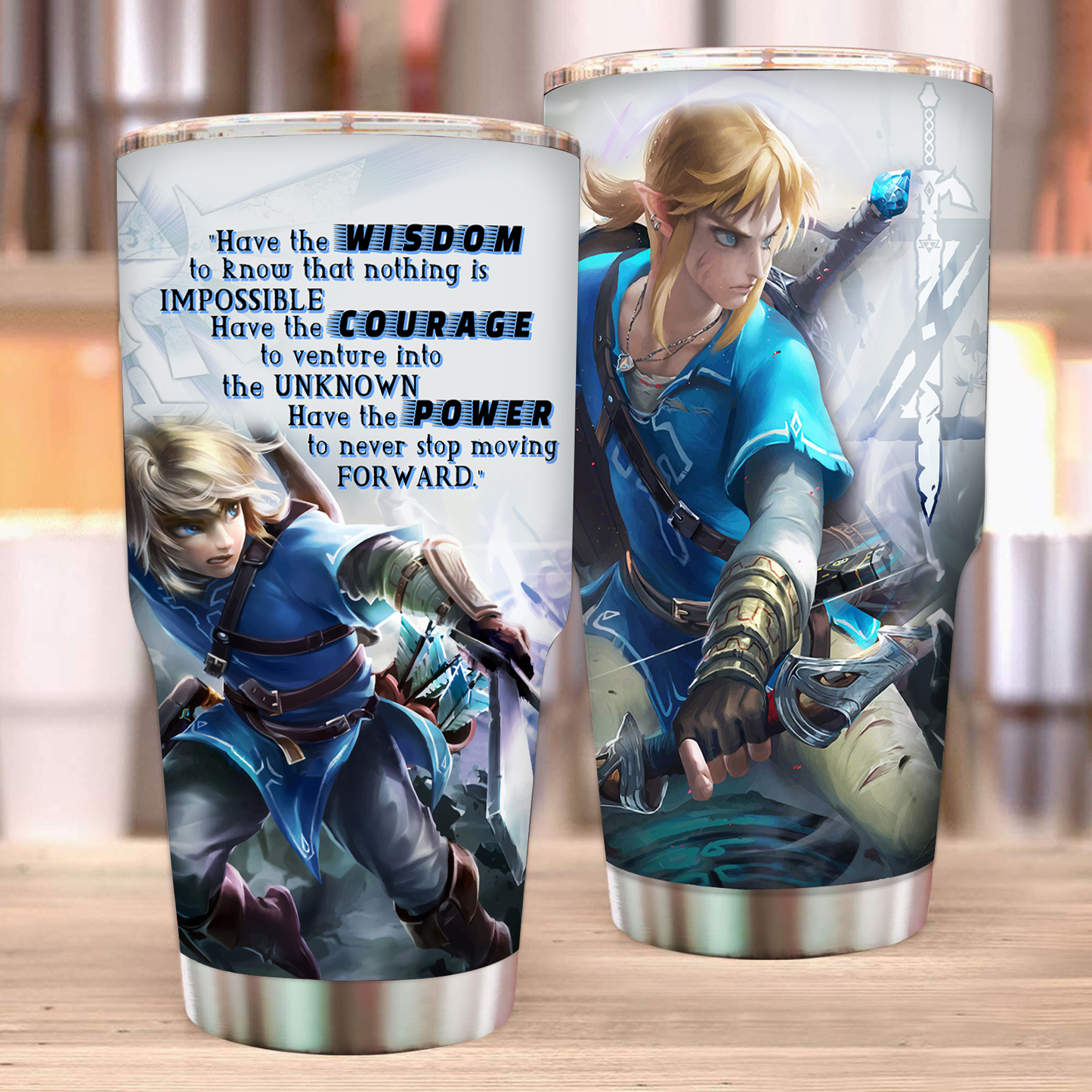 The Legend Of Zelda Link WISDOM COURAGE POWER Tumbler 30oz