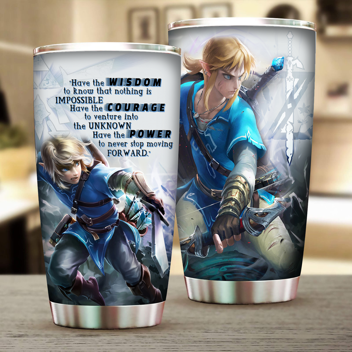 The Legend Of Zelda Link WISDOM COURAGE POWER Tumbler 20oz
