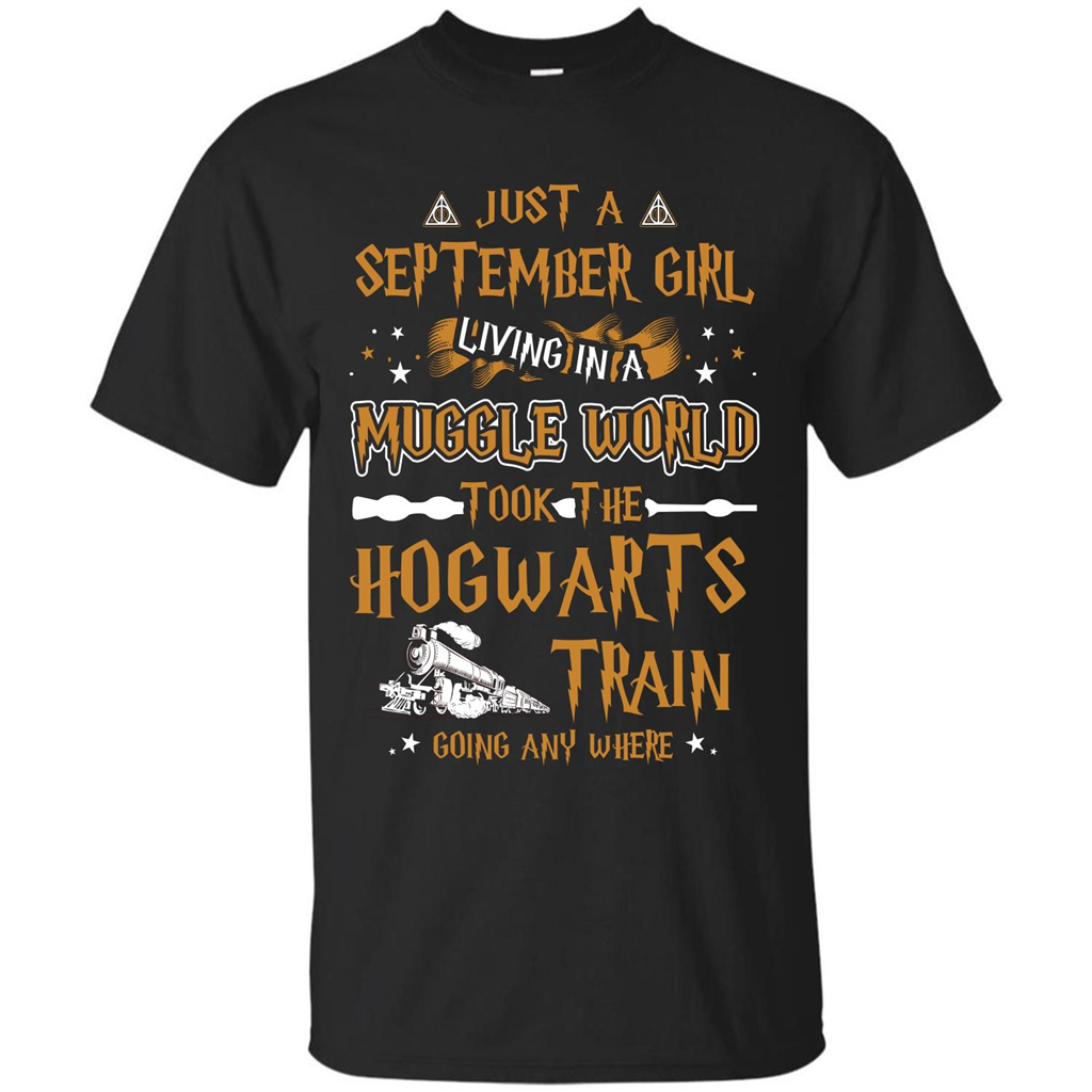 Harry Potter T-shirt Just A September Girl Living In A Muggle World Black S