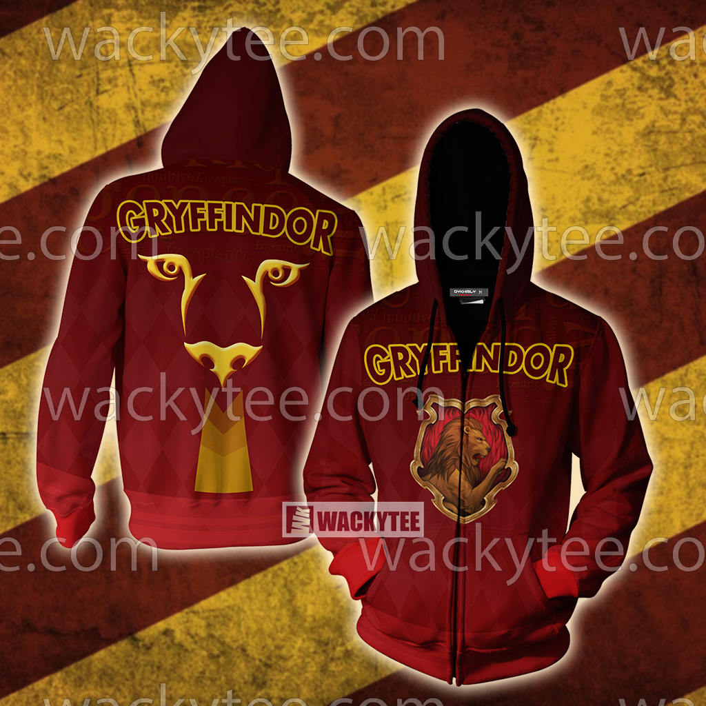 Gryffindor Let Deeds Reveal Your Heart New Unisex 3D T-shirt Zip Hoodie S