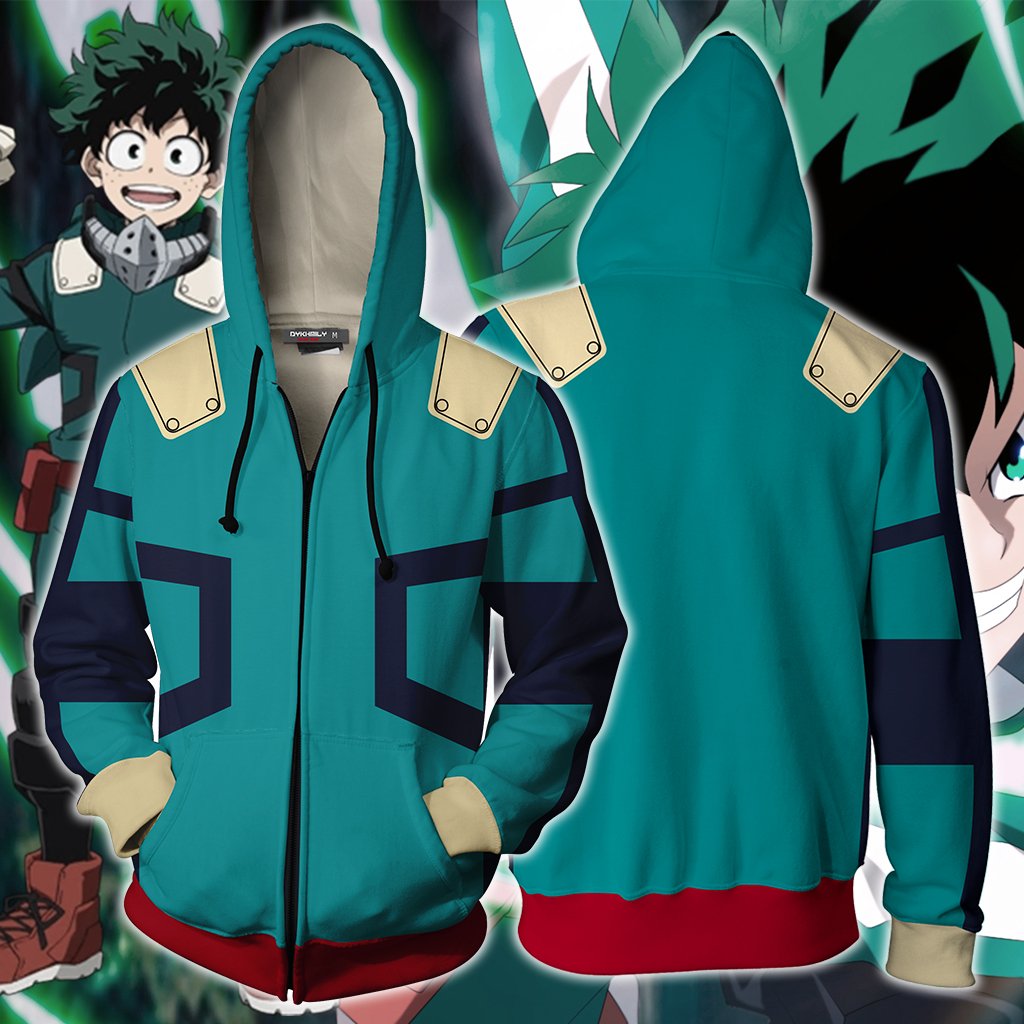 Boku No Hero Academia Izuku Midoriya Cosplay Zip Up Hoodie Jacket XS