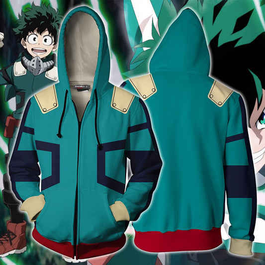 Boku No Hero Academia Izuku Midoriya Cosplay Zip Up Hoodie Jacket XS