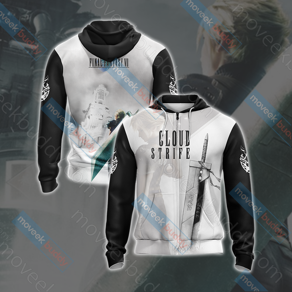 Final Fantasy VII - Cloud Strife Unisex 3D T-shirt Zip Hoodie S