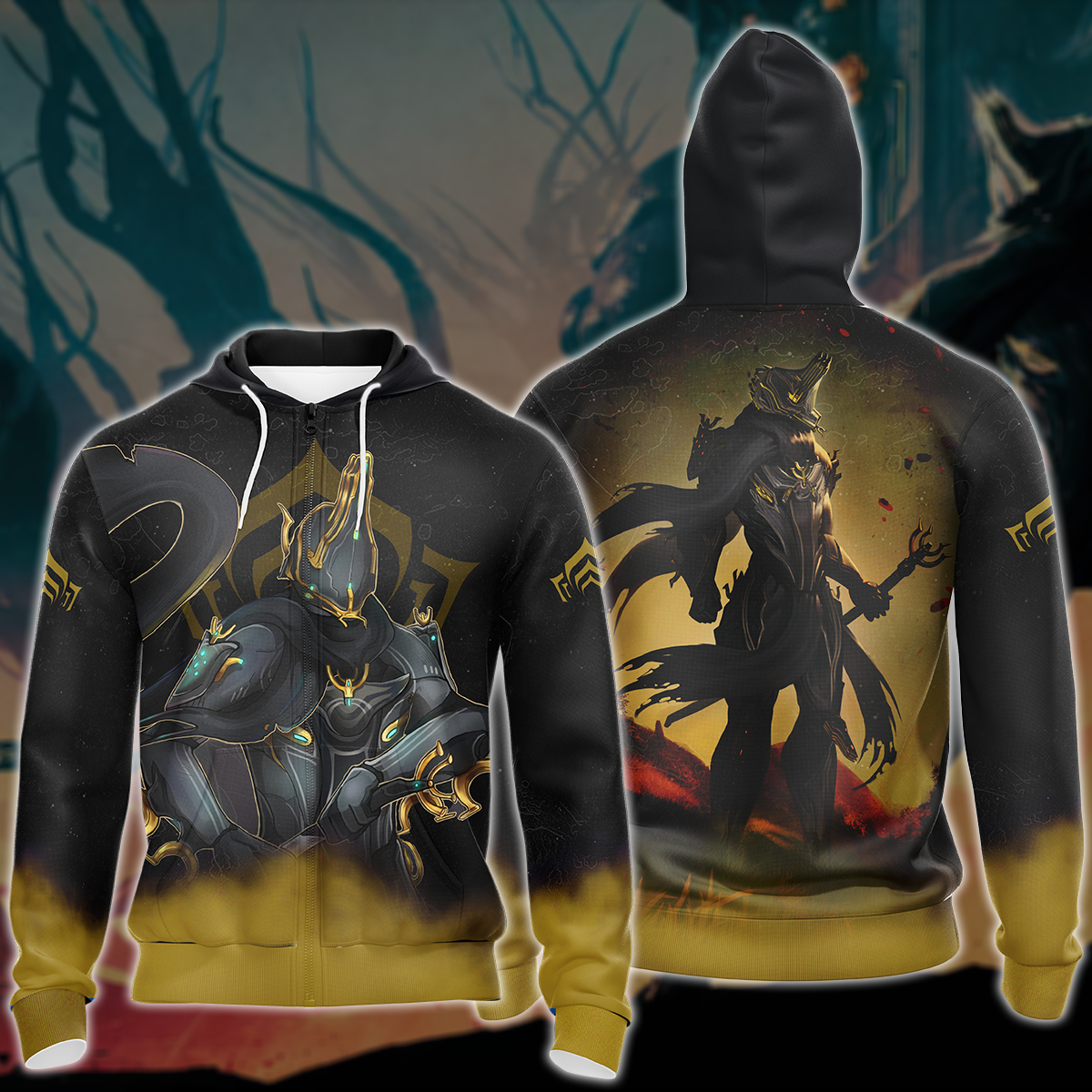 Warframe Video Game All Over Printed T-shirt Tank Top Zip Hoodie Pullover Hoodie Hawaiian Shirt Beach Shorts Joggers Zip Hoodie S
