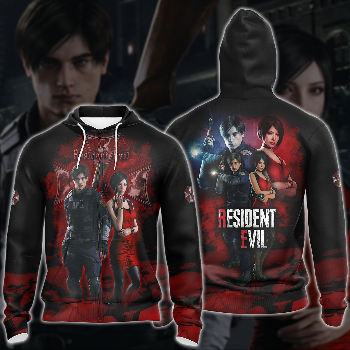 Resident Evil: Ada Wong & Leon Kennedy Video Game 3D All Over Printed T-shirt Tank Top Zip Hoodie Pullover Hoodie Hawaiian Shirt Beach Shorts Jogger Zip Hoodie S