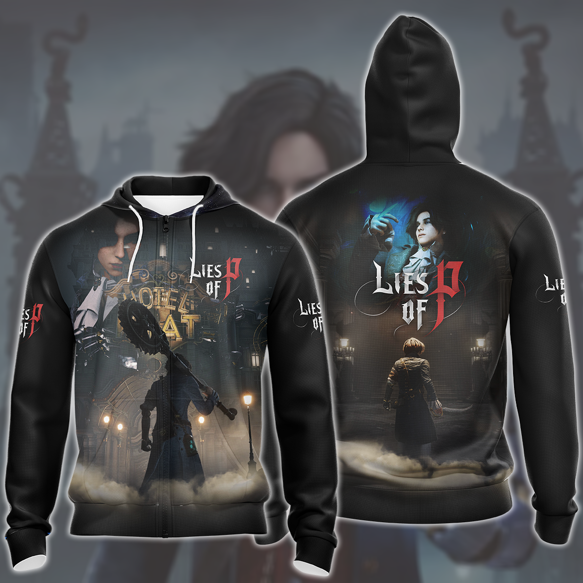 Lies of P Video Game All Over Printed T-shirt Tank Top Zip Hoodie Pullover Hoodie Hawaiian Shirt Beach Shorts Joggers Zip Hoodie S