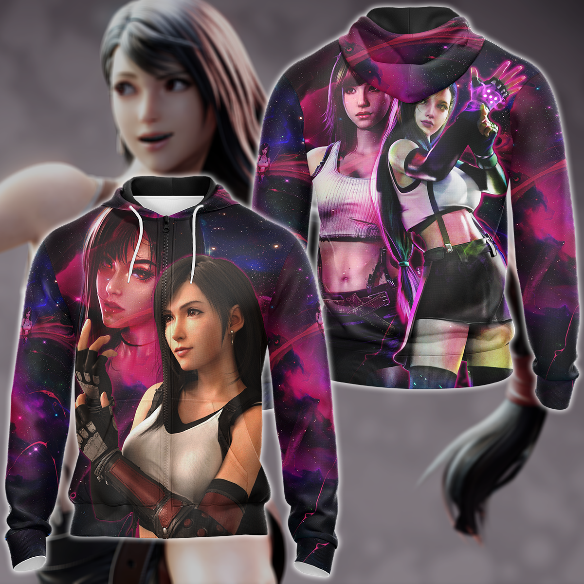 Final Fantasy VII Tifa Lockhart Video Game 3D All Over Print T-shirt Tank Top Zip Hoodie Pullover Hoodie Hawaiian Shirt Beach Shorts Jogger Zip Hoodie S
