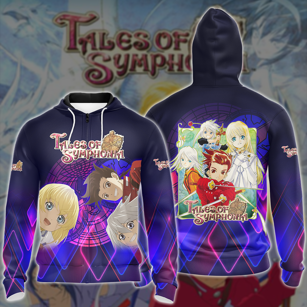 Tales of Symphonia Video Game All-Over T-shirt Hoodie Tank Top Hawaiian Shirt Beach Shorts Joggers Zip Hoodie S