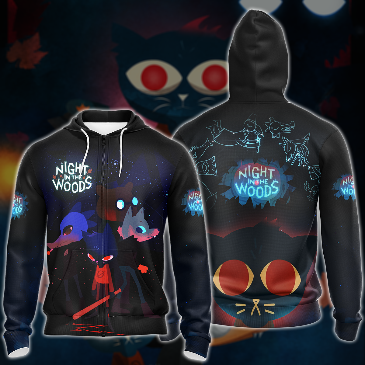 Night in the Woods Video Game All-Over T-shirt Hoodie Tank Top Hawaiian Shirt Beach Shorts Joggers Zip Hoodie S