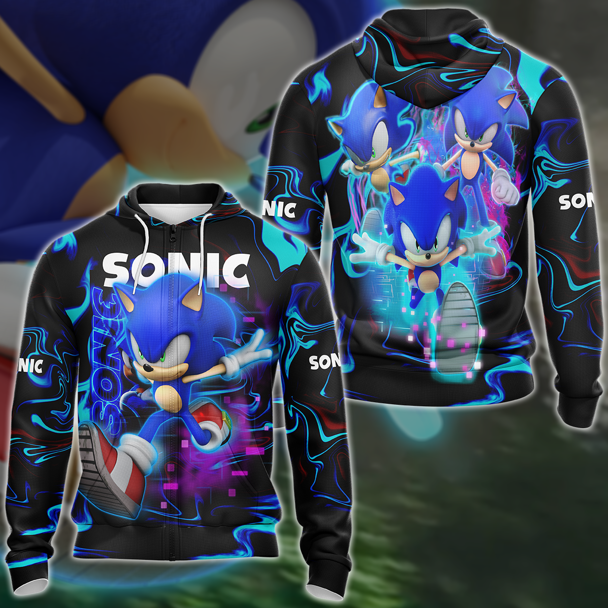 Sonic Video Game 3D All Over Print T-shirt Tank Top Zip Hoodie Pullover Hoodie Hawaiian Shirt Beach Shorts Jogger Zip Hoodie S