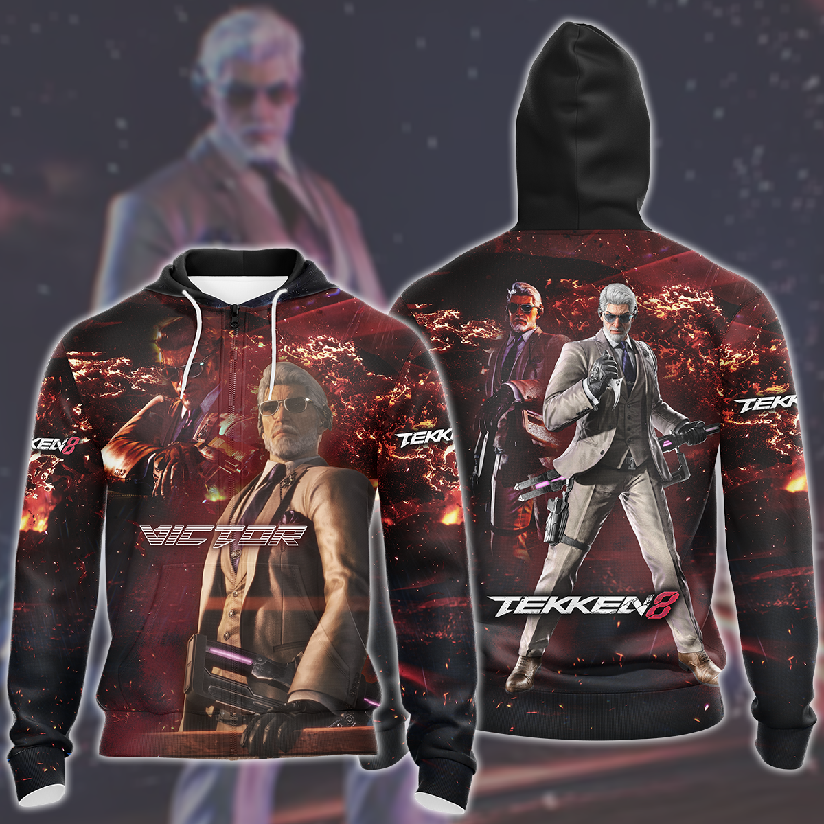 Tekken 8 Victor Video Game All Over Printed T-shirt Tank Top Zip Hoodie Pullover Hoodie Hawaiian Shirt Beach Shorts Joggers Zip Hoodie S