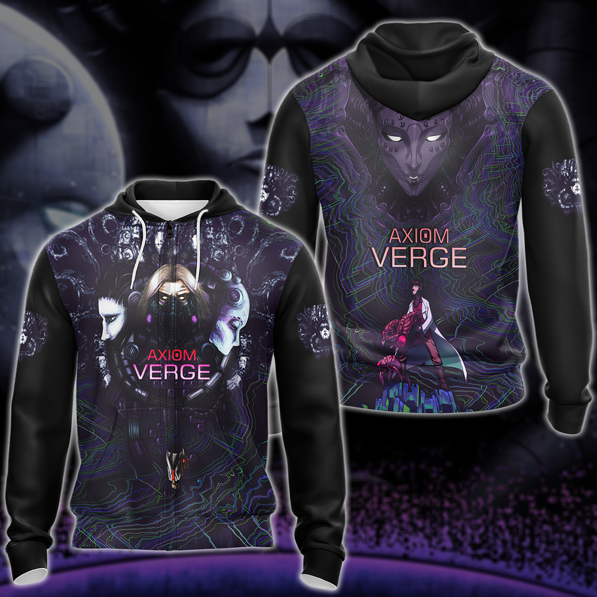 Axiom Verge Video Game 3D All Over Printed T-shirt Tank Top Zip Hoodie Pullover Hoodie Hawaiian Shirt Beach Shorts Jogger Zip Hoodie S