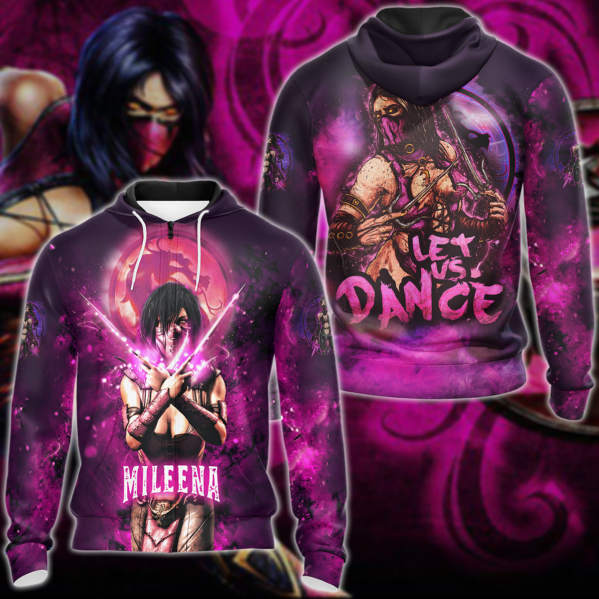 Mortal Kombat: Mileena 3D All Over Print T-shirt Tank Top Zip Hoodie Pullover Hoodie Hawaiian Shirt Beach Shorts Jogger Zip Hoodie S